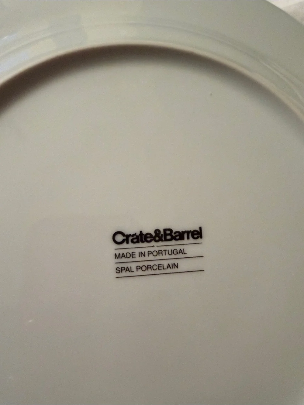 Set of 4 Crate & Barrel roulette Dinner Plates Blue Band